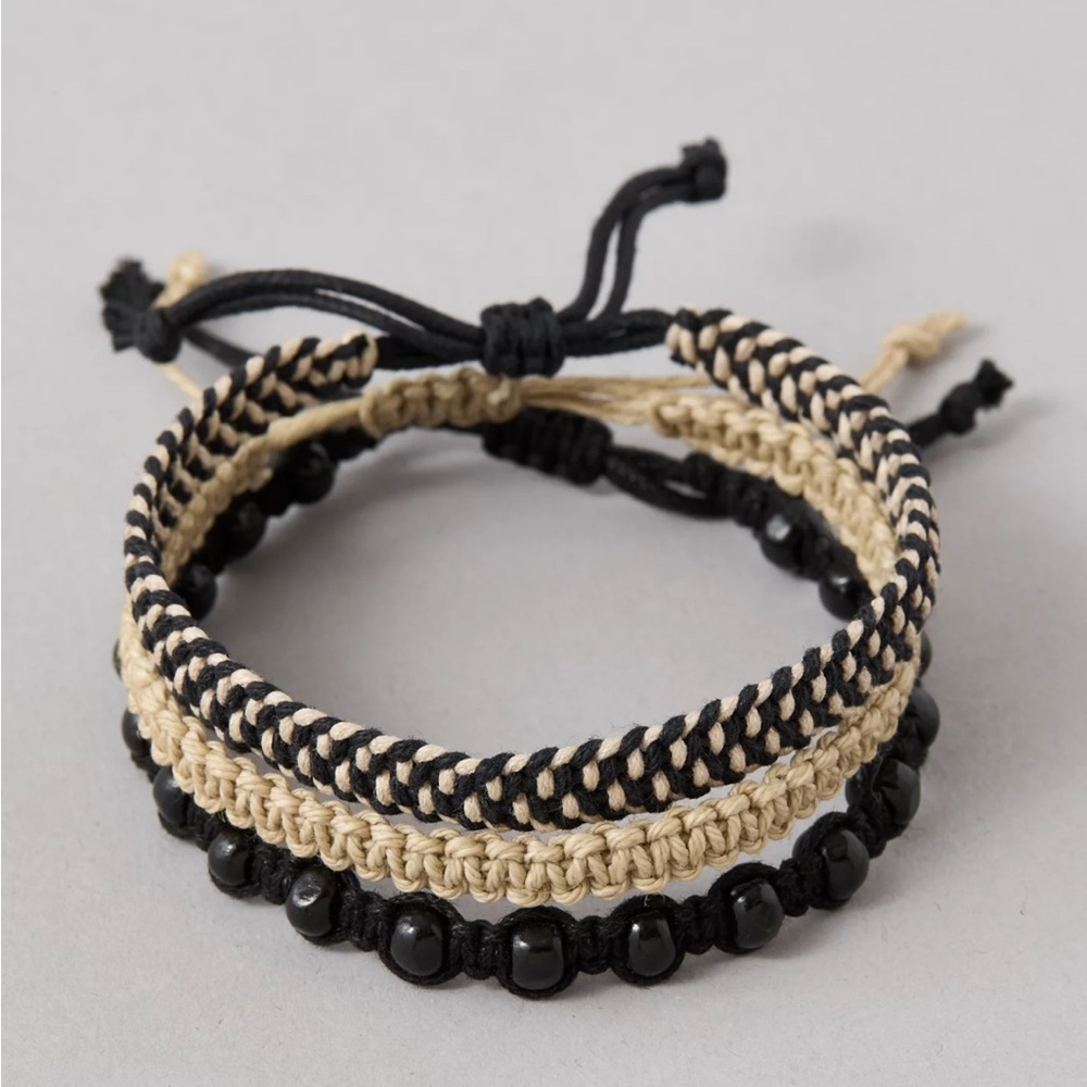 AE Black and Tan Beaded Bracelet Set
